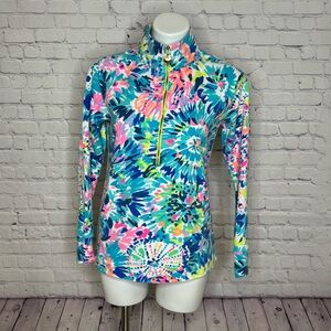 Lilly Pulitzer Dive In Half Zip Popover Size M Vibrant Patterned Top